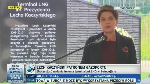 Lech Kaczyński patronem gazoportu w Świnoujściu. Przemawia premier Beata Szydło