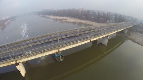 Most po pożarze, nagranie z drona