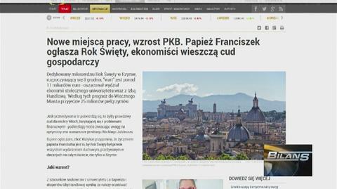 Papież Franciszek ogłasza Rok Święty, ekonomiści wieszczą cud gospodarczy