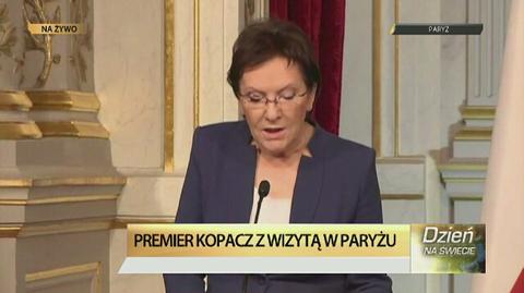 Premier Kopacz po spotkaniu z prezydentem Francji