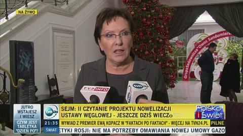 Premier Kopacz zapewniła, że rządowy plan mówi o ratowaniu miejsc pracy a nie ich likwidacji