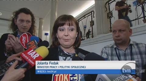 Premier: To nie kompromis; Minister Fedak jeszcze dziś mówiła co innego (TVN24)