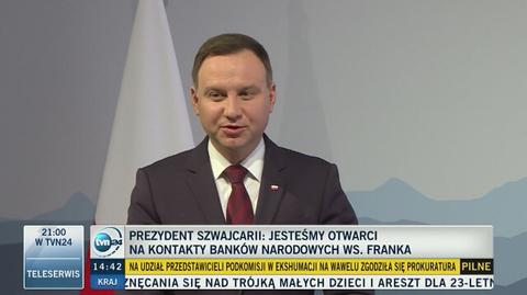 Prezydent chce pomóc frankowiczom. Prosi Szwajcarię o współpracę