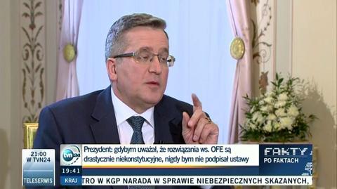 Prezydent: Decyzja ws. OFE to krok wstecz z punktu widzenia reform w Polsce