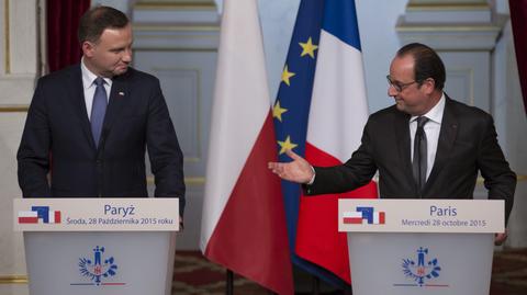 Prezydent Hollande po rozmowie z prezydentem Dudą