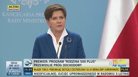 Szydło: Program "Rodzina 500+" przewiduje próg dochodowy