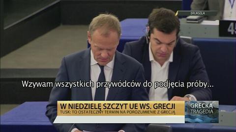 Tusk przestrzega przed bankructwem Grecji. "Konsekwencje poniesie cała Unia"