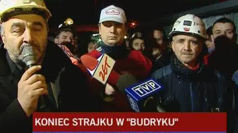 Wiesław Wójtowicz, rzecznik strajkujących, dziękuje górnikom i ich rodzinom za wytrwałość