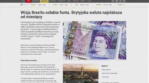 Wizja Brexitu osłabia funta. Brytyjska waluta najsłabsza od miesięcy