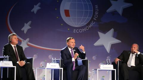 Wystąpienie prezydenta Andrzeja Dudy na Forum w Krynicy