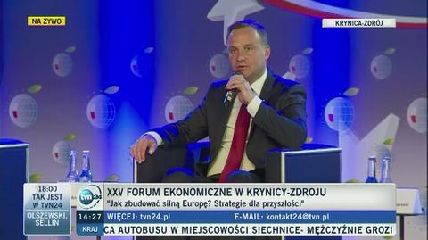 Wystąpienie prezydenta RP Andrzeja Dudy w czasie XXV Forum Ekonomicznego