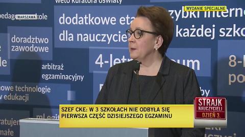 Zalewska: nauczycielom wynagrodzenie za czas strajku się nie należy