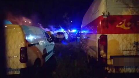 Pożar samochodów Poczty Polskiej w Bielsku-Białej