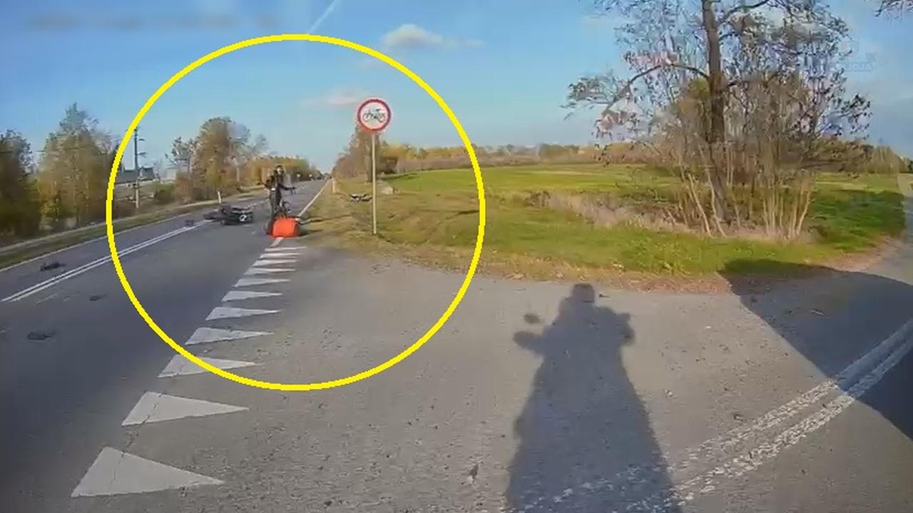 Dwoje motocyklistów i rowerzysta w szpitalu. Nagranie ku przestrodze