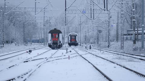 Zima, śnieg, pociąg