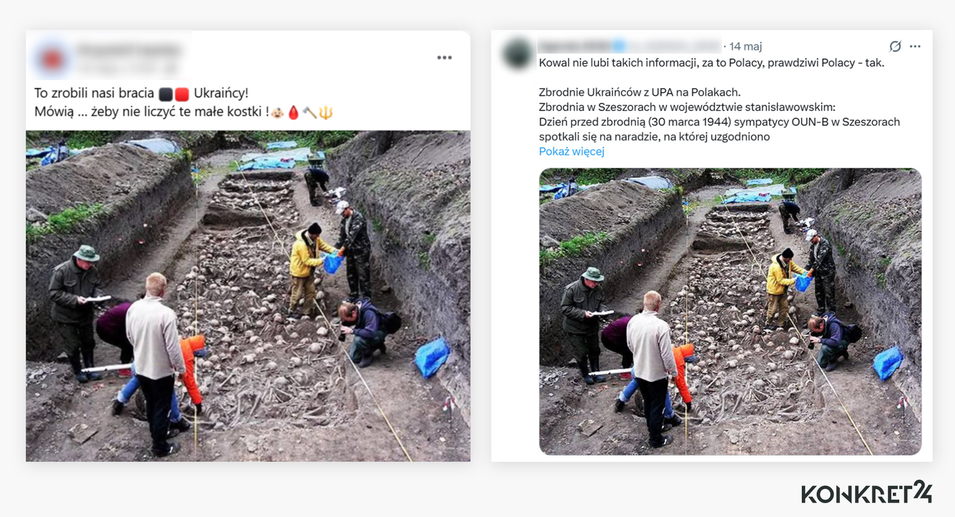 Internauci w różny sposób sugerowali, że w grobach leżą ofiary UPA