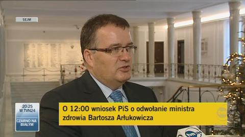 Andrzej Dera o "odpowiedzialności" Bartosza Arłukowicza (TVN24)