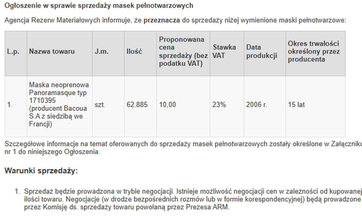 Informacja o przetargu ze strony Agencji Rezerw Materiałowych