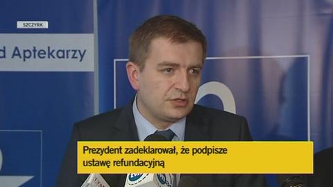 Bartosz Arłukowicz po spotkaniu z aptekarzami w Szczyrku (TVN24)