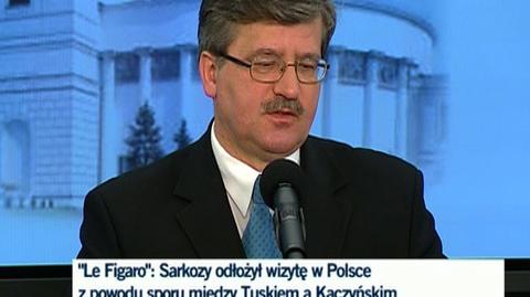 Bronisław Komorowski o przełożonej wizycie Nicolasa Sarkozy'ego (TVN24)