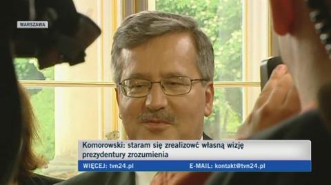 Bronisław Komorowski tłumaczy się z żartu o poznaniakach i krakowiakach (TVN24)