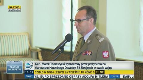 Gen. Marek Tomaszycki w czasie uroczystości w Pałacu Prezydenckim 