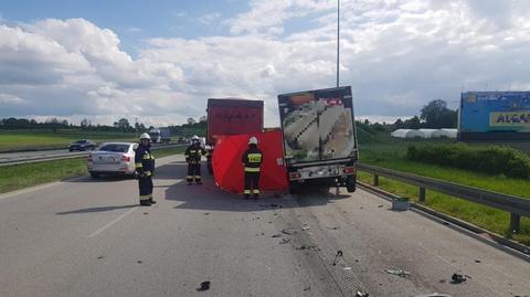 Wypadek na autostradzie A1 pomiędzy węzłami Łódź Północ i Brzeziny