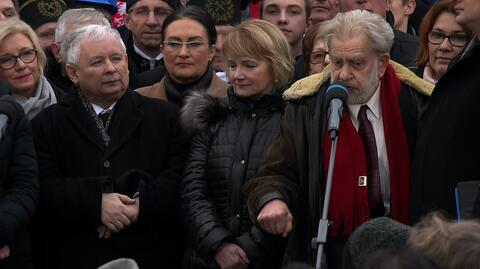 Wystąpienie Andrzeja Gwiazdy podczas marszu PiS