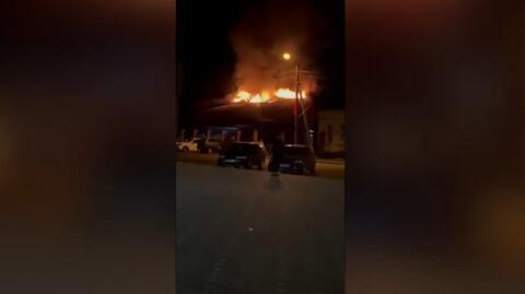 Pożar magazynu paliw w obwodzie kurskim po ataku ukraińskich dronów  