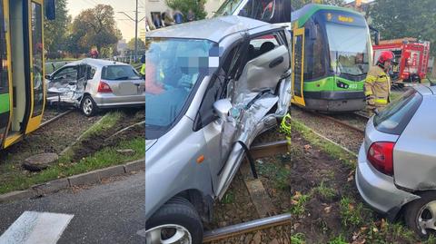 Elbląg. 73-letni kierowca wjechał pod tramwaj