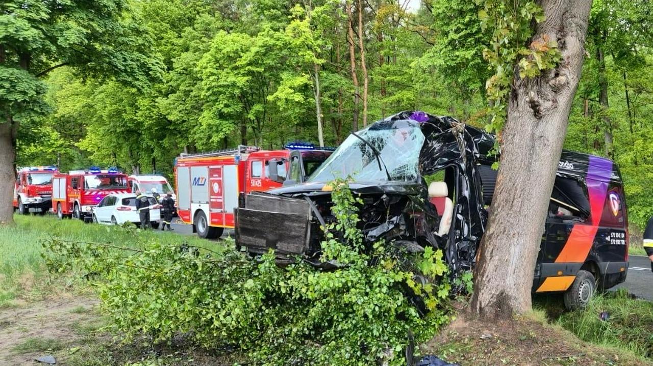 Kierowca busa uderzył w drzewo, sześć osób w szpitalach