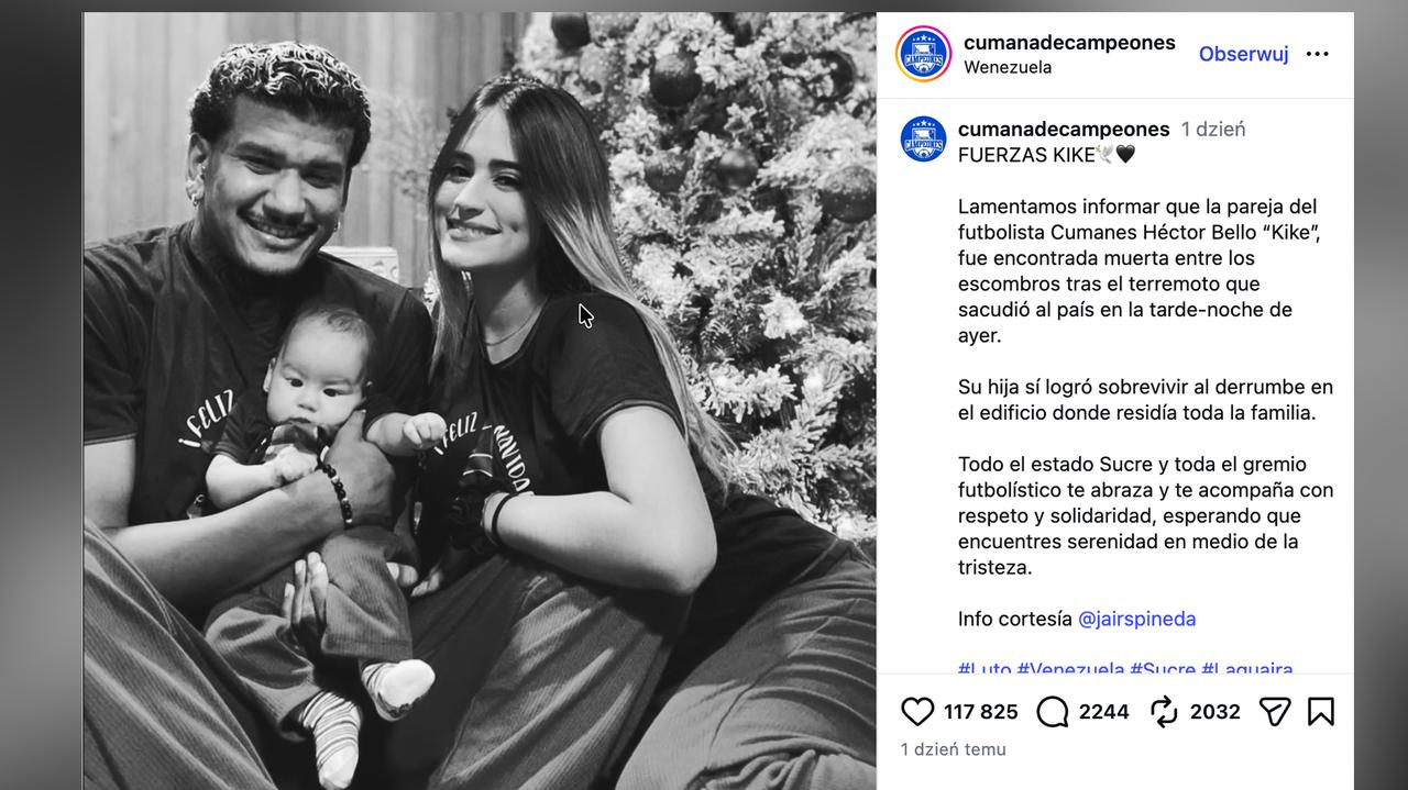Trzęsienie ziemi w Wenezueli. Mama uratowała malutką córkę, ale sama zginęła