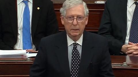 McConnell: Starali się zakłócić mechanizmy naszej demokracji. Nie udało im się (nagranie z 7 stycznia 2021 roku)