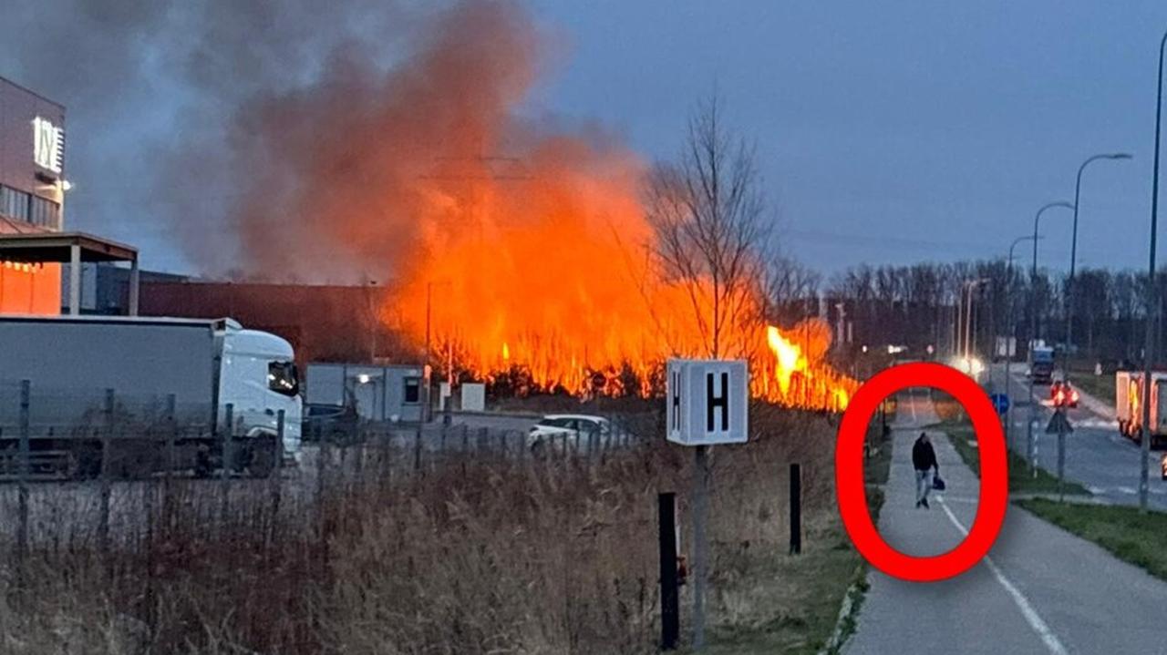 Zszedł z chodnika, pochylił się. Po chwili buchnął ogień