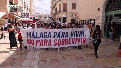 Hiszpania, Malaga. Protest przeciwko masowej turystyce (czerwiec 2024)