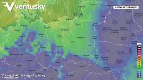 Prognozowane porywy wiatru w najbliższych dniach