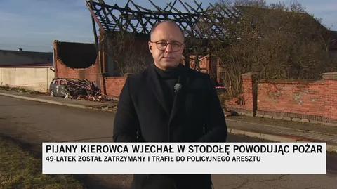 Kuczyna. Uderzył w stodołę, auto zaczęło płonąć. Kierowca pijany