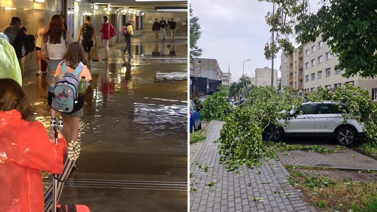 Triciudad, Tormenta.  Árboles caídos, calles inundadas, estación inundada en Gdynia