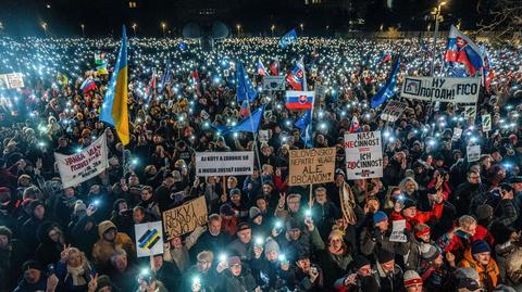 Protest przed siedzibą słowackiego rządu