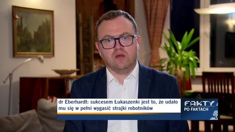Dr Eberhardt: Putin poparł Łukaszenkę, bo patrzy przestraszonymi oczyma, że pewnego dnia te tłumy pojawiają się pod murami Kremla