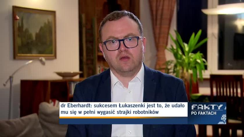 Dr Eberhardt: Putin poparł Łukaszenkę, bo patrzy przestraszonymi oczyma, że pewnego dnia te tłumy pojawiają się pod murami Kremla
