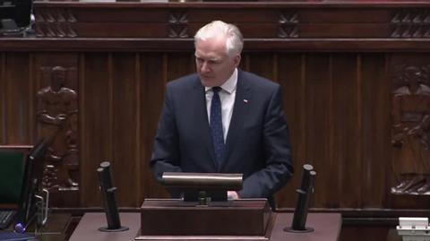 Jarosław Gowin podczas specjalnego posiedzenia Sejmu w sprawie sytuacji na polsko-białoruskiej granicy