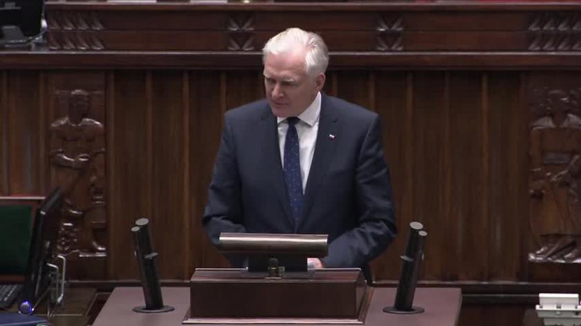 Jarosław Gowin podczas specjalnego posiedzenia Sejmu w sprawie sytuacji na polsko-białoruskiej granicy
