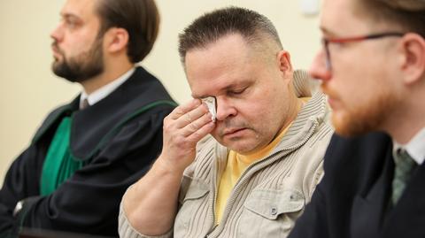 Robert Janczewski na sali Sądu Okręgowego w Katowicach