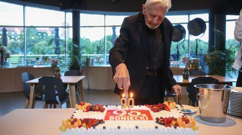 Redaktor senior Tygodnika Powszechnego ks. Adam Boniecki podczas spotkania w ramach obchodów 90. rocznicy jego urodzin