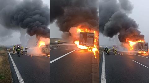 Pożar samochodu na autostradzie A2