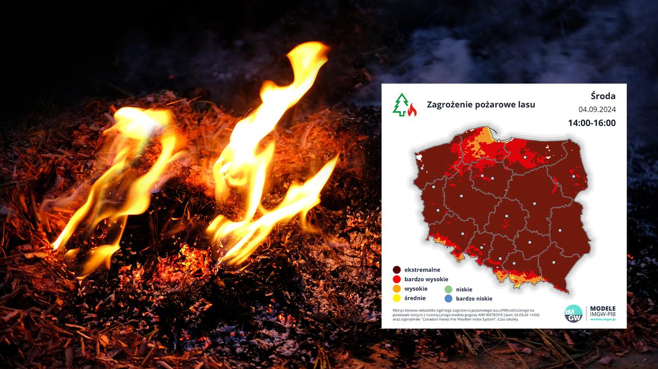 Ekstremalne zagrożenie. Mapa Polski na bordowo