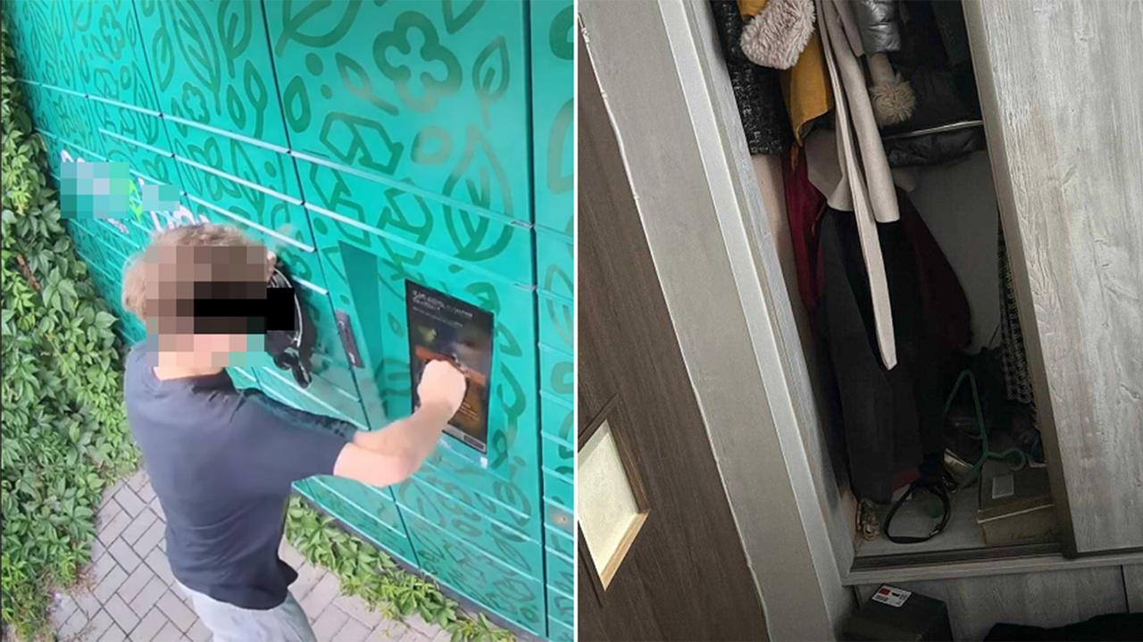 Zniszczył paczkomat, schował się w szafie