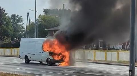 Bydgoszcz. Pożar samochodu dostawczego