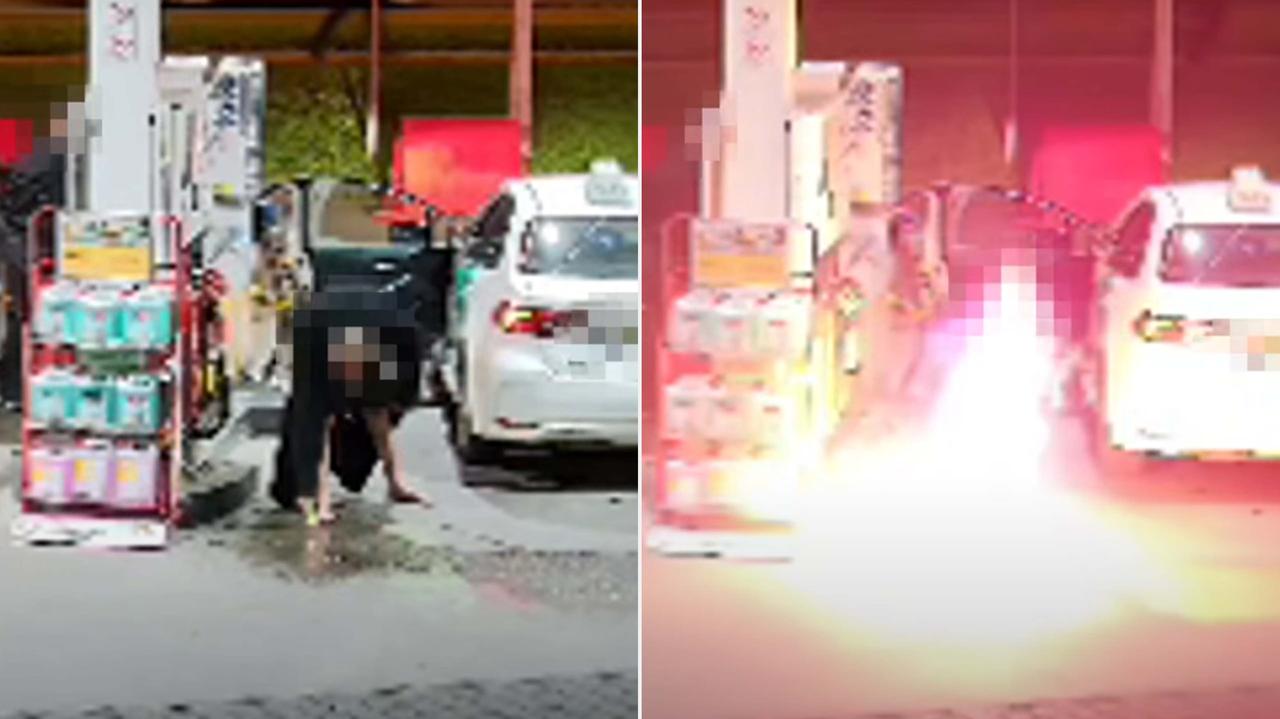 Najpierw rozlał paliwo, potem je podpalił. Nagranie ze stacji benzynowej